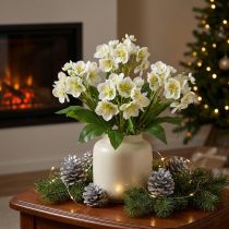 Article Roses de Noël fleurs artificielles blanches en bouquet de 18 fleurs 60cm