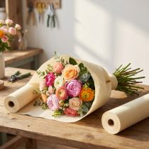 Article Fleur crêpe champagne crème L10cm L250cm 2pcs