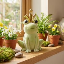 Article Grenouille décorative avec couronne décoration prince grenouille vert clair 40,5cm