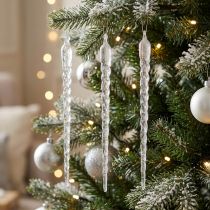Article Glaçons de décoration d'hiver à suspendre argent clair 28cm 3pcs