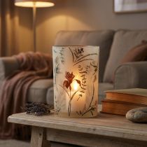 Article Porte-bougie chauffe-plat en verre, motif floral pour des moments chaleureux à la maison, 18 cm
