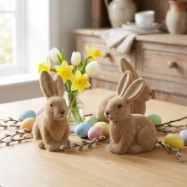 Article Lapins de Pâques décoratifs assis marron – 2e choix – Floqués H15 cm 4 pièces