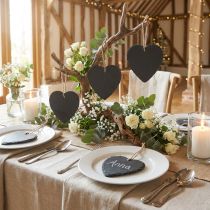 Article Coeur en ardoise coeur d'ardoise à suspendre noir 10cm 6pcs