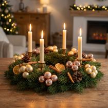 Article Mini boules de Noël sur fil verre rosé doré Ø25mm 140 pcs