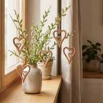 Article Coeur en bois coeurs en bois naturel à suspendre 8×11cm 4 pcs