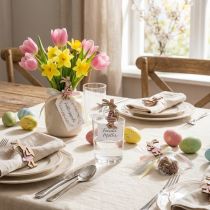 Article Pinces décoratives lapin de Pâques, décorations de Pâques en bois rose et blanc, 7,5 cm, lot de 4
