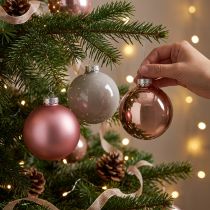 Article Boules de Noël en verre rose gris Ø7,5 cm 14 pièces