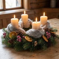 Article Cordon de laine décoratif gris naturel, 2 m, laine feutrée pour loisirs créatifs et art floral