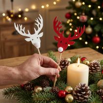 Article Plug Renne Rouge, Blanc 8.5cm L37cm
