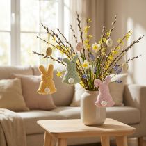 Article Lapin de Pâques à suspendre, une jolie décoration printanière pour l'intérieur, 13 cm, lot de 3