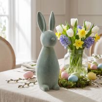 Article Lapin de Pâques décoratif, floqué, gris-vert, H47cm