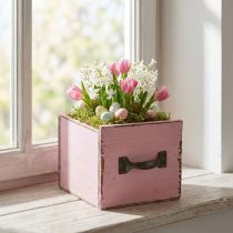 Article Bac à plantes décoratif en bois rose 12,5 cm
