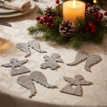 Article Décoration à disperser Décoration ange de Noël paillettes dorées H8cm 24 pcs