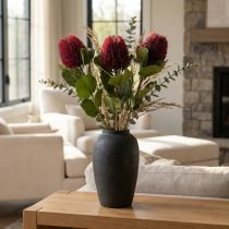 Article Fleurs artificielles, Banksia, Proteaceae rouge vin L58cm H6cm 3pcs