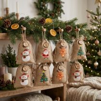 Article Sac cadeau Sachet pour Noël Aspect jute 10×13cm 8pcs