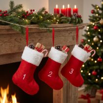 Article Guirlande calendrier de l’Avent à remplir avec bottes rouges en feutrine 155cm