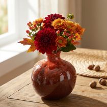 Article Vase décoratif grenade en céramique rouge marron Ø10,5cm H12cm