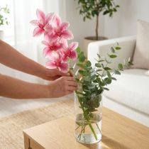 Article Orchidée Cymbidium artificielle 5 fleurs rose 65cm