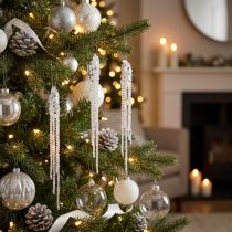 Article Décoration de sapin de Noël décoration de glaçons argent clair 15cm 8pcs