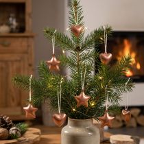 Article Décorations suspendues étoiles et cœurs cuivrés 24 pièces