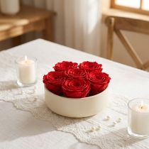 Article Roses éternelles rouges déco Fleurs stabilisées Ø6cm 6pcs