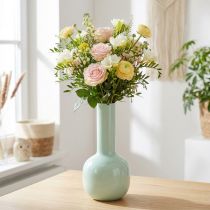 Article Vase en métal émaillé vert menthe Ø10,5cm H25,5cm
