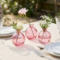 Article Vases en verre bulbeux roses rétro mini vases Ø7,5cm H9cm 6 pcs