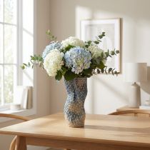 Article Vase décoratif corail céramique bleu beige courbé H20cm