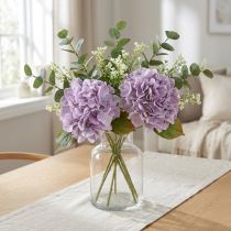 Article Décoration Hortensias Fleurs Artificielles Fleur Violette Ø18cm 69cm 2pcs