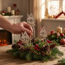 Article Piquets pots de fleurs Maisons Déco de Noël Bois 5cm 12pcs