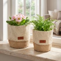 Article Panier en tissu Utensilo jardinière crème naturelle Ø16cm Ø19cm