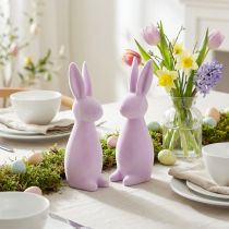 Article Lapins de Pâques décoratifs floqués – 2e choix – violet clair 8×10×29cm 2 pièces