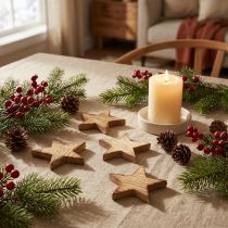 Article Décoration à disperser étoiles de Noël étoiles en bois flammé 5,5 cm 12 pcs