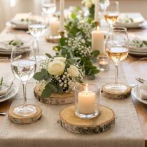 Article Rondelles de bouleau de Ø11-13 cm, lot de 12 - Décoration idéale pour les mariages, les loisirs créatifs et la décoration de table