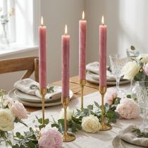 Article Bougies coniques couleur unie vieux rose 34mm x 300mm 4 pcs