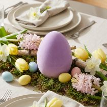 Article Décoration d'œuf de Pâques – 2e choix – plastique violet floqué 20 cm
