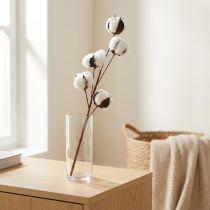 Article Décoration branche en coton Branche décorative en coton véritable 5 têtes 50cm