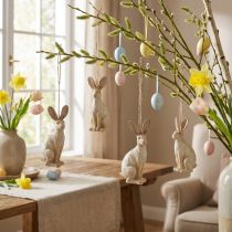 Article Figurine lapin de Pâques à suspendre décoration de Pâques polyrésine H9,5cm 4pcs