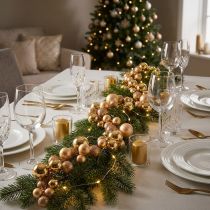 Article guirlande décorative dorée boules de Noël 160 cm