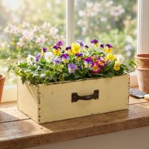 Article Tiroir en bois à planter Jaune Shabby Chic 25×13×8cm