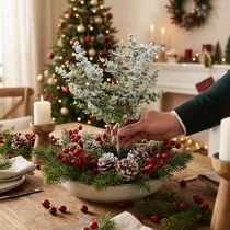 Article Branche artificielle d'eucalyptus enneigée déco branche eucalyptus Noël 48cm