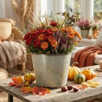 Article Cache-pot, décoration d'automne, récipient en métal avec feuilles dorées Ø25,5cm H22cm