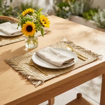 Article Set de table jonc de mer rectangulaire décoration de table jacinthe d'eau nature 33×48cm