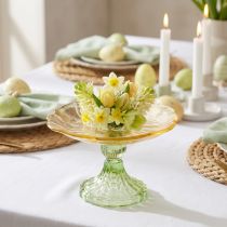 Article Assiette décorative en verre avec pied, décor floral, idéale pour les présentations festives, 15 cm