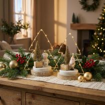 Article Déco de table Noël LED sapin Pour pile H21cm, lot de 2