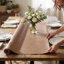 Article Chemin de table en simili cuir marron en tissu décoratif 33 cm × 1,35 m