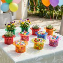 Article Jardinière cylindre décoratif décoration de table colorée 12×10×6.5cm 9pcs