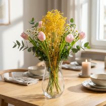 Article Bouquet de fleurs séchées avec gypsophile. Branches fleuries décoratives idéales pour la décoration de table saisonnière. 70 cm