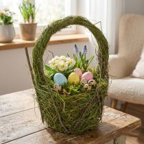 Article Panier de Pâques, motif naturel, panier à main pour la décoration festive de la maison, 25 cm