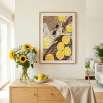 Article Décoration murale « Sweet Lemon Time » - Tableau estival avec limonade et chapeau de paille, 40 x 60 cm, sous cadre en bois